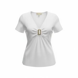 Michael Kors Women's Medium Y2K Inspired Top With A Gold Detail Buckle Old Money
